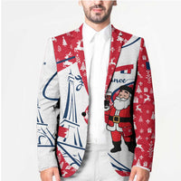 France Christmas Blazer with Santa Wine Glass Eiffel Tower and Holiday Icons Design - Wonder Print Shop