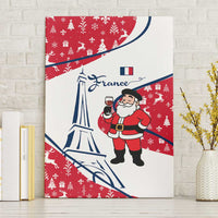 France Christmas Canvas Wall Art with Santa Wine Glass Eiffel Tower and Holiday Icons Design - Wonder Print Shop