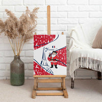 France Christmas Canvas Wall Art with Santa Wine Glass Eiffel Tower and Holiday Icons Design - Wonder Print Shop