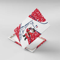 France Christmas Canvas Wall Art with Santa Wine Glass Eiffel Tower and Holiday Icons Design - Wonder Print Shop