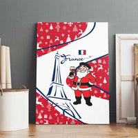France Christmas Canvas Wall Art with Santa Wine Glass Eiffel Tower and Holiday Icons Design - Wonder Print Shop