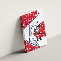 France Christmas Canvas Wall Art with Santa Wine Glass Eiffel Tower and Holiday Icons Design - Wonder Print Shop