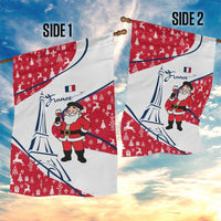 France Christmas Garden Flag with Santa Wine Glass Eiffel Tower and Holiday Icons Design - Wonder Print Shop