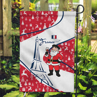 France Christmas Garden Flag with Santa Wine Glass Eiffel Tower and Holiday Icons Design - Wonder Print Shop