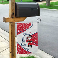 France Christmas Garden Flag with Santa Wine Glass Eiffel Tower and Holiday Icons Design - Wonder Print Shop