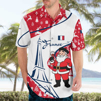 France Christmas Hawaiian Shirt with Santa Wine Glass Eiffel Tower and Holiday Icons Design - Wonder Print Shop
