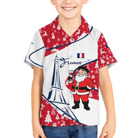 France Christmas Hawaiian Shirt with Santa Wine Glass Eiffel Tower and Holiday Icons Design - Wonder Print Shop