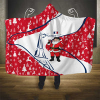 France Christmas Hooded Blanket with Santa Wine Glass Eiffel Tower and Holiday Icons Design - Wonder Print Shop