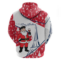 France Christmas Hoodie with Santa Wine Glass Eiffel Tower and Holiday Icons Design - Wonder Print Shop