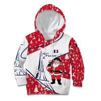 France Christmas Kid Hoodie with Santa Wine Glass Eiffel Tower and Holiday Icons Design - Wonder Print Shop