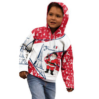 France Christmas Kid Hoodie with Santa Wine Glass Eiffel Tower and Holiday Icons Design - Wonder Print Shop