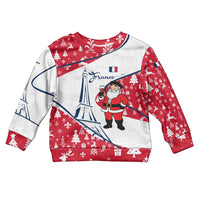 France Christmas Kid Ugly Christmas Sweater with Santa Wine Glass Eiffel Tower and Holiday Icons Design - Wonder Print Shop