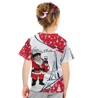 France Christmas Kid T Shirt with Santa Wine Glass Eiffel Tower and Holiday Icons Design - Wonder Print Shop