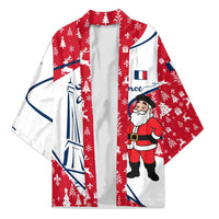 France Christmas Kimono with Santa Wine Glass Eiffel Tower and Holiday Icons Design - Wonder Print Shop