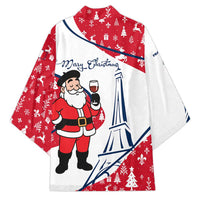 France Christmas Kimono with Santa Wine Glass Eiffel Tower and Holiday Icons Design - Wonder Print Shop