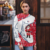 France Christmas Ugly Christmas Sweater with Santa Wine Glass Eiffel Tower and Holiday Icons Design - Wonder Print Shop