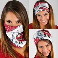 France Christmas Neck Gaiter with Santa Wine Glass Eiffel Tower and Holiday Icons Design - Wonder Print Shop