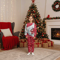 France Christmas Pajama Set with Santa Wine Glass Eiffel Tower and Holiday Icons Design - Wonder Print Shop