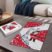 France Christmas Puzzle with Santa Wine Glass Eiffel Tower and Holiday Icons Design - Wonder Print Shop