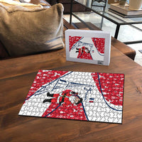 France Christmas Puzzle with Santa Wine Glass Eiffel Tower and Holiday Icons Design - Wonder Print Shop