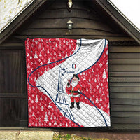 France Christmas Quilt with Santa Wine Glass Eiffel Tower and Holiday Icons Design - Wonder Print Shop