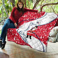 France Christmas Quilt with Santa Wine Glass Eiffel Tower and Holiday Icons Design - Wonder Print Shop