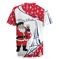 France Christmas Rugby Jersey with Santa Wine Glass Eiffel Tower and Holiday Icons Design - Wonder Print Shop