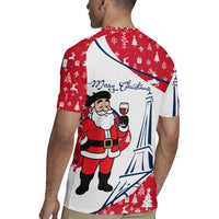 France Christmas Rugby Jersey with Santa Wine Glass Eiffel Tower and Holiday Icons Design - Wonder Print Shop