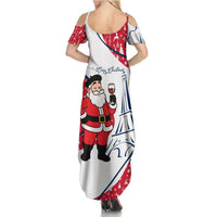 France Christmas Summer Maxi Dress with Santa Wine Glass Eiffel Tower and Holiday Icons Design - Wonder Print Shop