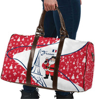 France Christmas Travel Bag with Santa Wine Glass Eiffel Tower and Holiday Icons Design - Wonder Print Shop