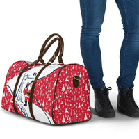 France Christmas Travel Bag with Santa Wine Glass Eiffel Tower and Holiday Icons Design - Wonder Print Shop