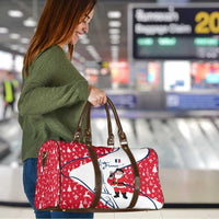 France Christmas Travel Bag with Santa Wine Glass Eiffel Tower and Holiday Icons Design - Wonder Print Shop