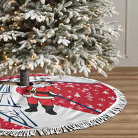 France Christmas Tree Skirt with Santa Wine Glass Eiffel Tower and Holiday Icons Design - Wonder Print Shop