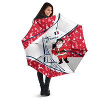 France Christmas Umbrella with Santa Wine Glass Eiffel Tower and Holiday Icons Design - Wonder Print Shop