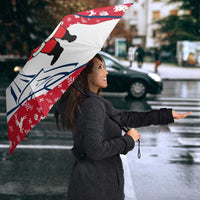 France Christmas Umbrella with Santa Wine Glass Eiffel Tower and Holiday Icons Design - Wonder Print Shop