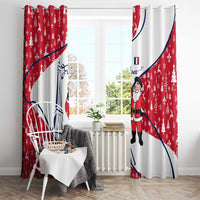 France Christmas Window Curtain with Santa Wine Glass Eiffel Tower and Holiday Icons Design - Wonder Print Shop