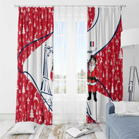 France Christmas Window Curtain with Santa Wine Glass Eiffel Tower and Holiday Icons Design - Wonder Print Shop