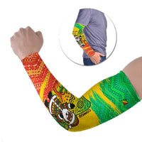 Congo Christmas Arm Sleeves with African Santa Tribal Tree and Colorful Gift Design - Wonder Print Shop