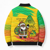 Congo Christmas Bomber Puffer Jacket with African Santa Tribal Tree and Colorful Gift Design - Wonder Print Shop