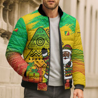 Congo Christmas Bomber Puffer Jacket with African Santa Tribal Tree and Colorful Gift Design - Wonder Print Shop