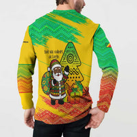 Congo Christmas Button Sweatshirt with African Santa Tribal Tree and Colorful Gift Design - Wonder Print Shop