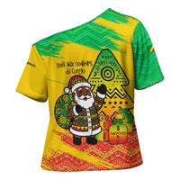 Congo Christmas Cross Shoulder Shirt with African Santa Tribal Tree and Colorful Gift Design - Wonder Print Shop