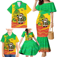 Congo Christmas Family Matching Mermaid Dress and Hawaiian Shirt with African Santa Tribal Tree and Colorful Gift Design - Wonder Print Shop