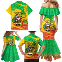Congo Christmas Family Matching Mermaid Dress and Hawaiian Shirt with African Santa Tribal Tree and Colorful Gift Design - Wonder Print Shop