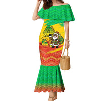 Congo Christmas Family Matching Mermaid Dress and Hawaiian Shirt with African Santa Tribal Tree and Colorful Gift Design - Wonder Print Shop