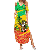 Congo Christmas Family Matching Summer Maxi Dress and Hawaiian Shirt with African Santa Tribal Tree and Colorful Gift Design - Wonder Print Shop