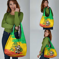Congo Christmas Grocery Bag with African Santa Tribal Tree and Colorful Gift Design - Wonder Print Shop