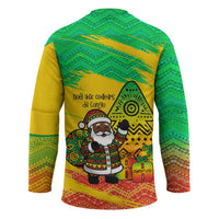 Congo Christmas Hockey Jersey with African Santa Tribal Tree and Colorful Gift Design - Wonder Print Shop