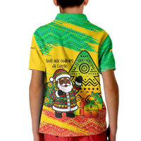 Congo Christmas Kid Polo Shirt with African Santa Tribal Tree and Colorful Gift Design - Wonder Print Shop