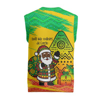 Congo Christmas Knitted V-Neck Vest with African Santa Tribal Tree and Colorful Gift Design - Wonder Print Shop